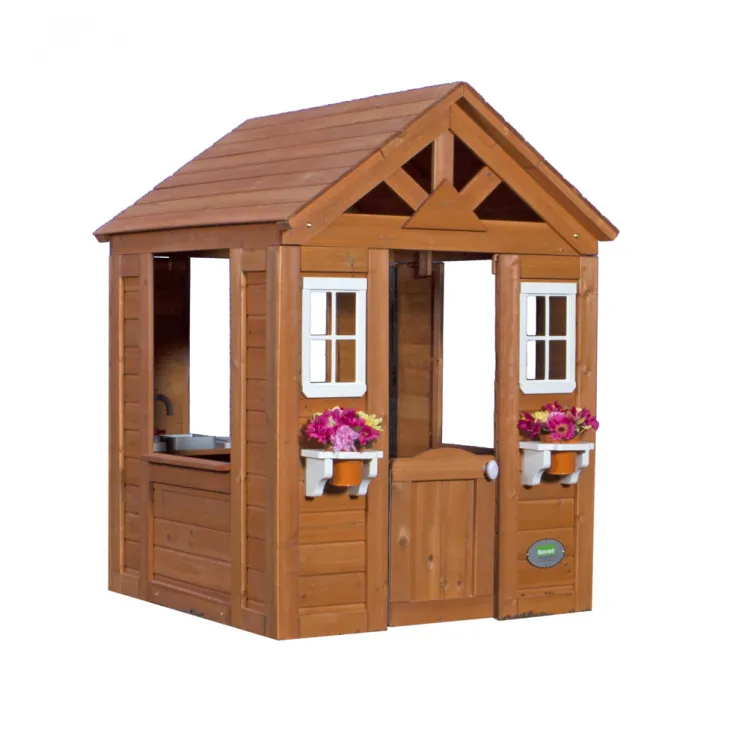 Holz-Kinderspielhaus Timberlake offener Fachwerkstil braun 107x117cm